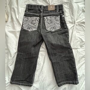 Red Ape Boys Black Embroidered Jeans 3T